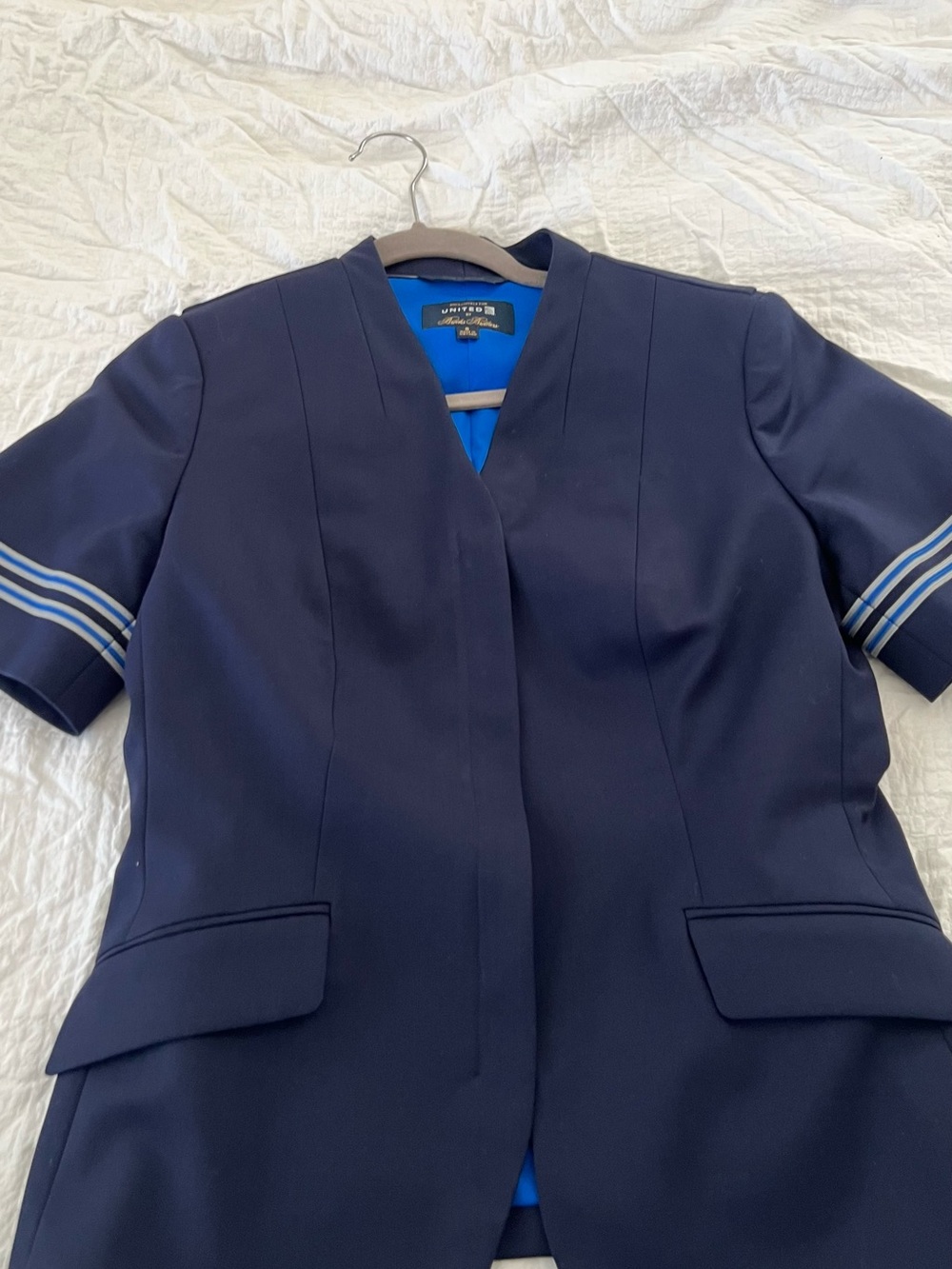 UA Brooks Brothers Navy Short-Sleeve Blazer with Striped Sleeve Trim